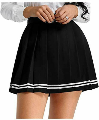 Khalak Striped Women Flared Black Skirt