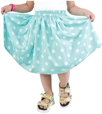 Alisha Moda Solid Girls Flared Light Green Skirt
