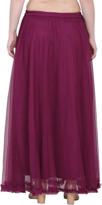 Warsian Solid Women Flared Purple Skirt