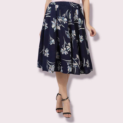 PRABHNOOR Printed Women A-line Dark Blue Skirt