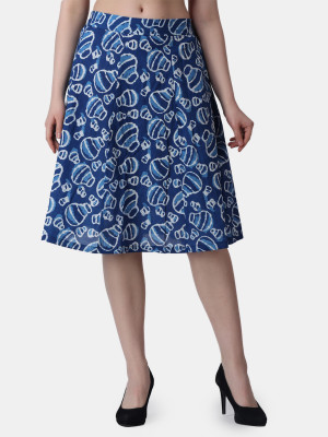 METRONAUT Printed Women Flared Blue Skirt