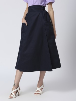 Being Human Solid Women A-line Blue Skirt