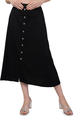 KHODIYAR ENTERPRISE Self Design Women Regular Black Skirt