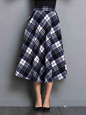 HIALTO Checkered Women Skorts Blue Skirt