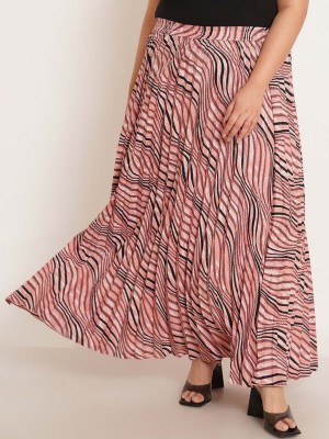 U&F Beyond Abstract Women Flared Pink Skirt