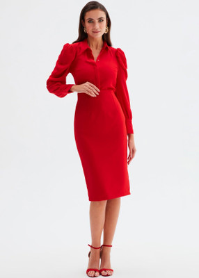 Gaiia Solid Women Regular Red Skirt