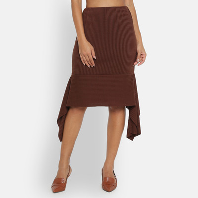 Office & you Solid Women Pencil Brown Skirt
