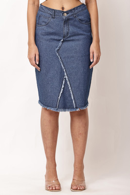 Kwantico Solid Women Regular Blue Skirt