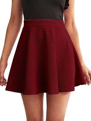 Chandan Tex Fab Solid Women A-line Maroon Skirt