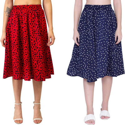 Mannat Diva Polka Print Women A-line Multicolor Skirt