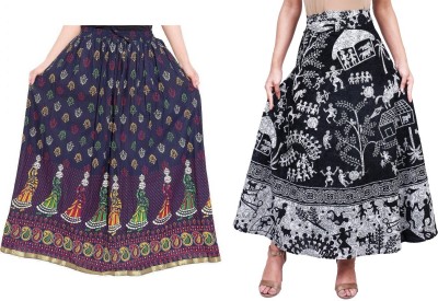 Radhe Collection Printed Women Wrap Around Multicolor Skirt