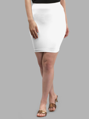 ENCLIQ Solid Women Pencil White Skirt