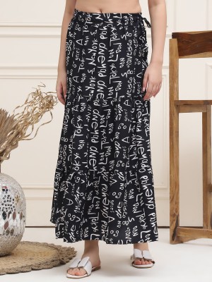 VALLES365 by S.c. Printed Women A-line Black, White Skirt