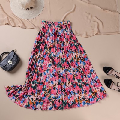 ZWERLON Floral Print Women A-line Blue Skirt