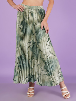 LookShine Printed Women A-line Light Green Skirt