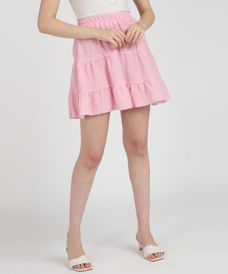 I Saw It First Printed Women Flared Pink Skirt