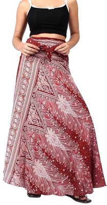 Fashion Passion India Printed Women Regular Maroon Skirt