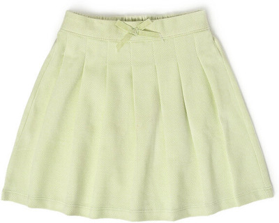 Mi Arcus Solid Girls Flared Green Skirt