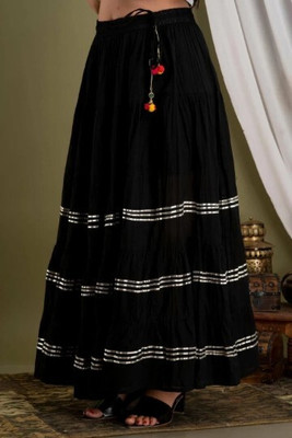 HouseOfCommon Striped Women Pencil Black Skirt