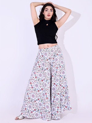 DRESQUE STORE Flared Women White Trousers