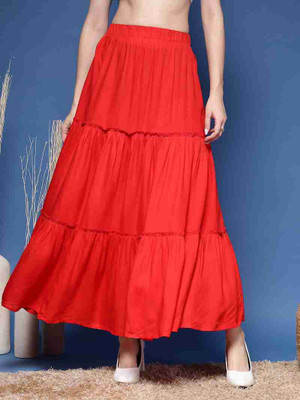skart Floral Print Women Flared Green Skirt