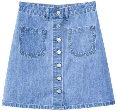 Thekids Solid Girls A-line Blue Skirt