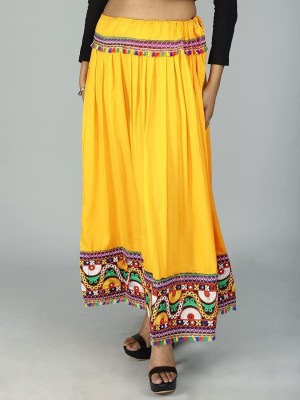 raghudas Embroidered Women Pleated Yellow Skirt