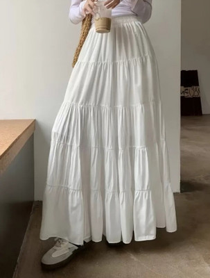 SHREE LILADHAR FASHION Solid Women Flared White Skirt