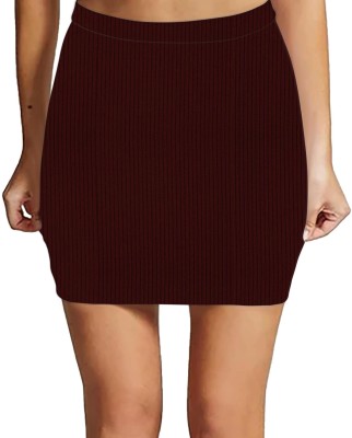 THE BLAZZE Solid Women A-line Maroon Skirt