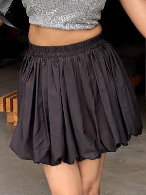 TANDUL Solid Women Flared Black Skirt