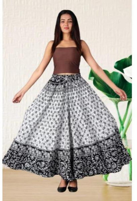 Tankaviss Printed Women Regular White Skirt