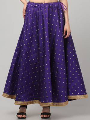 KGFONECLOTH Floral Print, Embellished Women Flared Dark Blue Skirt