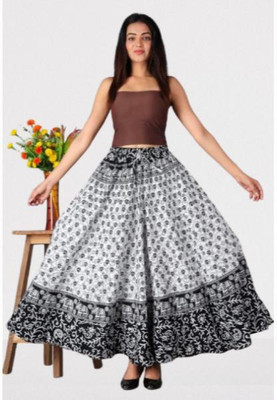 Tankaviss Printed Women Regular White Skirt
