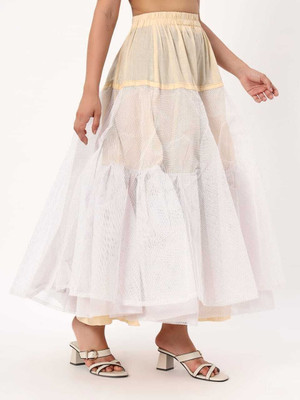 SHYAMA CRATIONS Solid Women Flared White Skirt