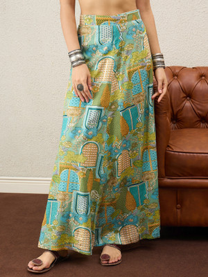 InWeave Printed Women A-line Green Skirt