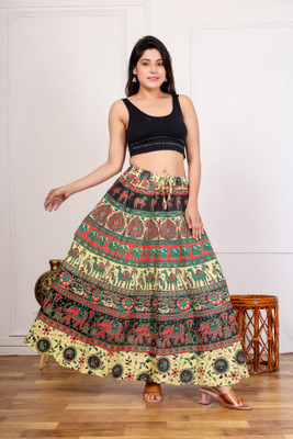 RAKESH FASHION Printed Women Flared Multicolor Skirt