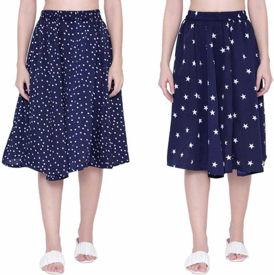 Manat Diva Printed Women A-line Dark Blue, White Skirt