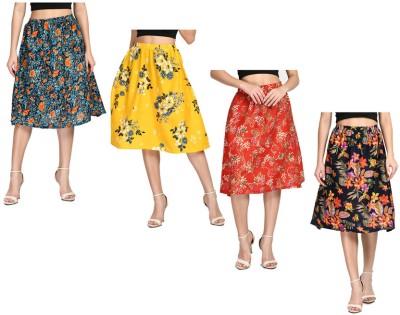 KAVYA Floral Print Women A-line Multicolor Skirt