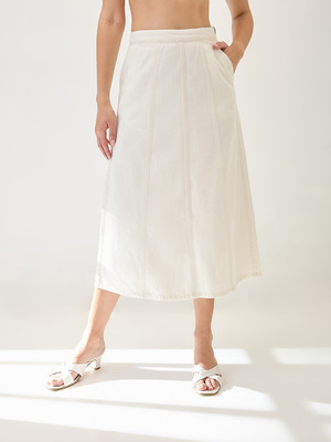 Globus Solid Women A-line White Skirt