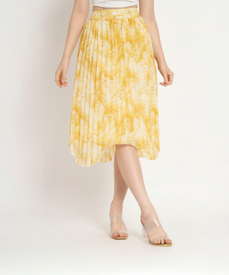 NUEVOSDAMAS Printed Women Flared Yellow Skirt