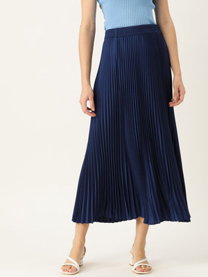 her by invictus Solid Women Flared Blue Skirt