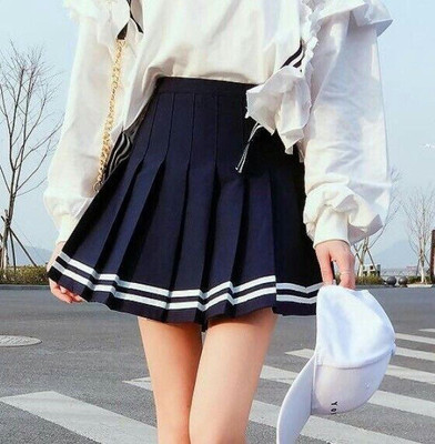 UTF Self Design Women Pleated Blue, White Skirt