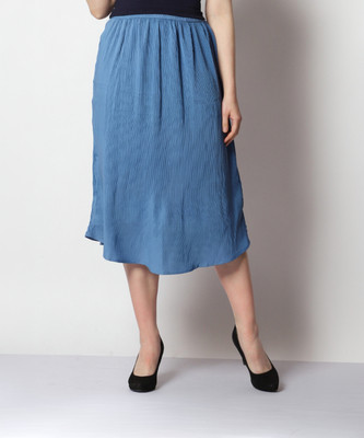 Prettify Solid Women Pleated Light Blue Skirt
