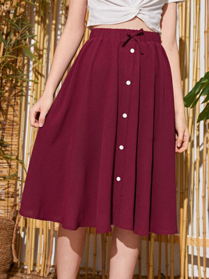 KHODIYAR ENTERPRISE Solid Women Regular Maroon Skirt