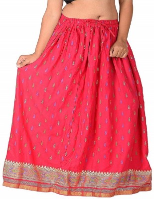 VIKALPS Printed Women A-line Pink Skirt