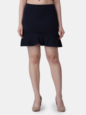 METRONAUT Solid Women Peplum Blue Skirt