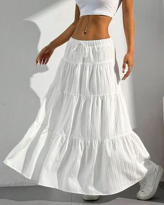 sargamteaders Solid Women Regular White Skirt