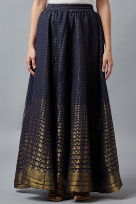 Aurelia Self Design Women Flared Blue Skirt