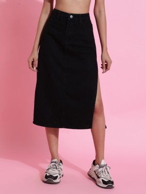 Belliskey Solid Women A-line Black Skirt