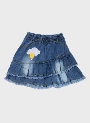 ME N MY Embroidered Girls A-line Blue Skirt